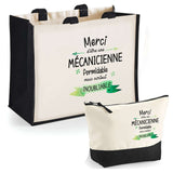 Cabas femme sac plage ou shopping tote bag pochette trousse Idée cadeau original pour anniversaire Noël travail départ retraite collègue famille fete des mères maman mamie