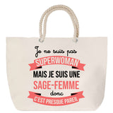 Sac Fête des Mères Mamie Famille Idée Cadeau anniversaire Noël Travail Boulot Métier Départ Retraite Collègue Femme cabas shopping plage