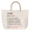 Sac Fête des Mères Mamie Famille Idée Cadeau anniversaire Noël Travail Boulot Métier Départ Retraite Collègue Femme cabas shopping plage