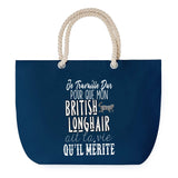 Sac de plage Bleu anse corde British Longhair Travailler Dur pour mon Chat