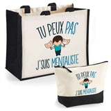 Cabas femme sac plage ou shopping tote bag pochette trousse Idée cadeau original pour anniversaire Noël travail départ retraite collègue famille fete des mères maman mamie