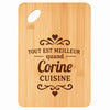 Planche bambou gravée personnalisée femme idée cadeau Fête des Mères apéro 30×20 prénom cuisine plateau fromage anniversaire noel maman mamie