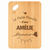 Planche bambou gravée personnalisée femme idée cadeau Fête des Mères apéro 30×20 prénom cuisine plateau fromage anniversaire noel maman mamie