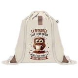 Sac à dos avec pochette Retraitée Chouette Grain