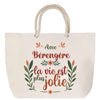 Sac Fête des Mères Mamie Famille Idée Cadeau anniversaire Noël Travail Boulot Métier Départ Retraite Collègue Femme cabas shopping plage