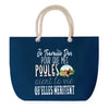 Sac de plage Bleu anse corde Poules Travailler Dur