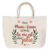 Sac Fête des Mères Mamie Famille Idée Cadeau anniversaire Noël Travail Boulot Métier Départ Retraite Collègue Femme cabas shopping plage