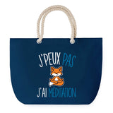 Sac de plage Bleu anse corde J'peux Pas Méditation Renard