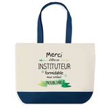 Sac de shopping bleu Merci Instituteur Inoubliable Homme