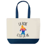 Sac de shopping bleu Boxe c'est la Vie