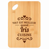 Planche bambou gravée personnalisée femme idée cadeau Fête des Mères apéro 30×20 prénom cuisine plateau fromage anniversaire noel maman mamie