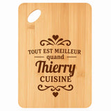Planche bambou gravée personnalisée homme idée cadeau Fête des Pères apéro 30×20 prénom cuisine plateau fromage anniversaire noel papa papi 