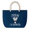 Sac de plage Bleu anse corde J'peux Pas Badminton
