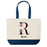 Sac de shopping bleu Rachel Lettre Fleur