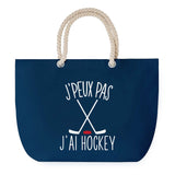 Sac de plage Bleu anse corde J'peux Pas Hockey