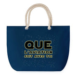 Sac de plage Bleu anse corde Aviation soit avec toi