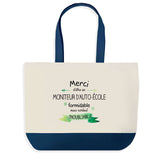 Sac de shopping bleu Merci Moniteur d'Auto-École Inoubliable Homme
