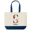 Sac de shopping bleu Shayna Lettre Fleur