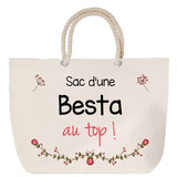 Sac Fête des Mères Mamie Famille Idée Cadeau anniversaire Noël Travail Boulot Métier Départ Retraite Collègue Femme cabas shopping plage