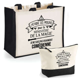 Cabas femme sac plage ou shopping tote bag pochette trousse Idée cadeau original pour anniversaire Noël travail départ retraite collègue famille fete des mères maman mamie