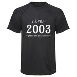 Maillot de Sport Homme 2003 Cuvee Grand Cru - T-Shirt Respirant Polyester Manches Courtes - Cadeau Sportif Anniversaire Noël Fête des Pères