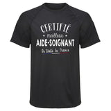Maillot de Sport Homme Aide Soignant - T-Shirt Respirant Polyester Manches Courtes - Cadeau Sportif Anniversaire Noël Fête des Pères
