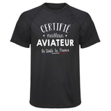 Maillot de Sport Homme Aviateur - T-Shirt Respirant Polyester Manches Courtes - Cadeau Sportif Anniversaire Noël Fête des Pères