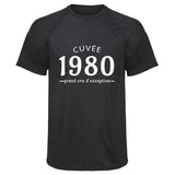 Maillot de Sport Homme Cuvee 1980 Grand Cru D_Exception Cuvee Grand Cru - T-Shirt Respirant Polyester Manches Courtes - Cadeau Sportif Anniversaire Noël Fête des Pères