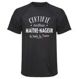 Maillot de Sport Homme Maitre-Nageur - T-Shirt Respirant Polyester Manches Courtes - Cadeau Sportif Anniversaire Noël Fête des Pères
