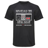 Maillot de Sport Homme Niveau 35 - T-Shirt Respirant Polyester Manches Courtes - Cadeau Sportif Anniversaire Noël Fête des Pères