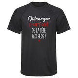 Maillot de Sport Homme pour Manager Parfait de Le Tete aux Pieds - T-Shirt Respirant Polyester Manches Courtes - Cadeau Sportif Anniversaire Noël Fête des Pères