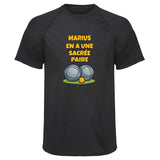 Maillot de Sport Homme pour Marius en a Une Sacree Paire - T-Shirt Respirant Polyester Manches Courtes - Cadeau Sportif Anniversaire Noël Fête des Pères
