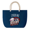 Sac de plage Bleu anse corde J'peux Pas Rugby Pousser Plaquer