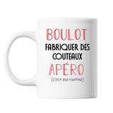 Mug Fabriquer des Couteaux C'est ma Routine Blanc - Planetee