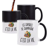 Mug Magique Les Capsules de Champagne c’est la vie