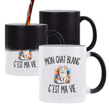 Mug Magique Mon Chat Blanc c’est ma vie
