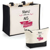 Cabas femme sac plage ou shopping tote bag pochette trousse Idée cadeau original pour anniversaire Noël travail départ retraite collègue famille fete des mères maman mamie