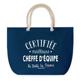Sac de Plage Bleu avec Anse Corde Certifiée meilleure Cheffe d'Équipe
