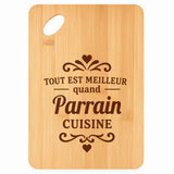 Planche bambou gravée personnalisée homme idée cadeau Fête des Pères apéro 30×20 prénom cuisine plateau fromage anniversaire noel papa papi 