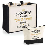 Cabas homme sac plage ou shopping tote bag pochette trousse Idée cadeau original pour anniversaire Noël travail départ retraite collègue famille fetes des pères papa papi