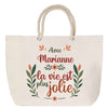 Sac Fête des Mères Mamie Famille Idée Cadeau anniversaire Noël Travail Boulot Métier Départ Retraite Collègue Femme cabas shopping plage