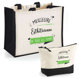 Cabas femme sac plage ou shopping tote bag pochette trousse Idée cadeau original pour anniversaire Noël travail départ retraite collègue famille fete des mères maman mamie