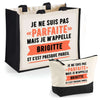 Cabas femme sac plage ou shopping tote bag pochette trousse Idée cadeau original pour anniversaire Noël travail départ retraite collègue famille fete des mères maman mamie