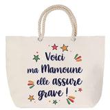Sac Fête des Mères Mamie Famille Idée Cadeau anniversaire Noël Travail Boulot Métier Départ Retraite Collègue Femme cabas shopping plage
