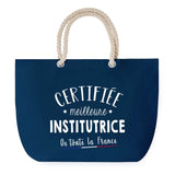 Sac de plage Bleu anse corde Certifiée meilleure Institutrice