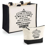 Cabas femme sac plage ou shopping tote bag pochette trousse Idée cadeau original pour anniversaire Noël travail départ retraite collègue famille fete des mères maman mamie