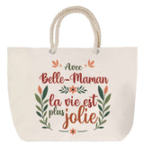 Sac Fête des Mères Mamie Famille Idée Cadeau anniversaire Noël Travail Boulot Métier Départ Retraite Collègue Femme cabas shopping plage