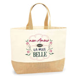 Sac Jute Fête des Mères Fêtes des Pères Mamie Papi Famille Idée Cadeau anniversaire Noël Travail Boulot Métier Départ Retraite Collègue Femme Homme