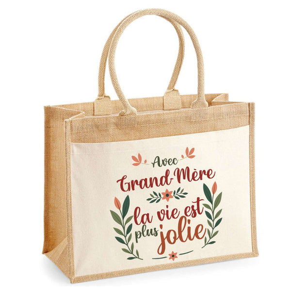 Sac Fête des Mères Mamie Famille Idée Cadeau anniversaire Noël Travail Boulot Métier Départ Retraite Collègue Femme cabas shopping plage