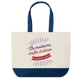 Sac de shopping bleu Cheffe d'Atelier Meilleure du Monde